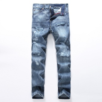 Size 28-38 NEW Denim Ripped Jeans For Men Skinny Distressed Slim Designer Biker Hip Hop Hole Jeans Male Straight- Light Blue - Intl June 2018 - 2 Size 28-38 NEW denim ripped jeans for men skinny Distressed slim designer biker hip hop hole jeans male Straight- Light Blue - intl - 2