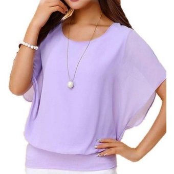 Summer Loose Casual Batwing Sleeve Chiffon Top (Violet) June 2018 - 4 Summer Loose Casual Batwing Sleeve Chiffon Top (Violet) - 4
