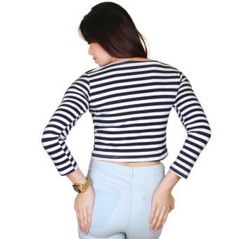 Taylor Crop Top Stripes Long Sleeves (Blue/White) June 2018 - 2 Taylor Crop Top Stripes Long Sleeves (Blue/White) - 2
