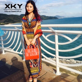 Thailand Bohemian Floral Dresses Maldives Vacation Beach Skirt Dresses Ethnic Boho Long Dress - Intl June 2018 - 3 Thailand Bohemian Floral Dresses Maldives vacation Beach Skirt Dresses ethnic boho long dress - intl - 3