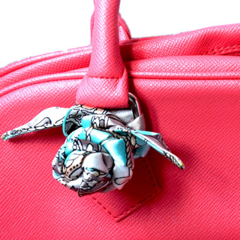 Twilly Silk Scarf And Wraps Bag Accessory Whitechain Print Design(Teal) June 2018 - 5 Twilly Silk Scarf And Wraps Bag Accessory Whitechain Print Design(Teal) - 5