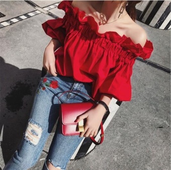 UR One Word Shoulder Shirt Coat Dress Red - Intl June 2018 - 3 UR One word shoulder shirt coat dress Red - intl - 3