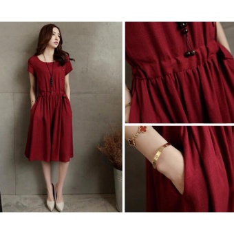 Vintage Plus Size Loose Large Size Dress Soft Linen Side PocketSkirts Mini Dress For Women Maternity Pregnant Fat Lady Size M-XXL- Intl June 2018 - 4 Vintage Plus Size Loose Large Size Dress Soft Linen Side PocketSkirts Mini Dress For Women Maternity Pregnant Fat Lady Size M-XXL- intl - 4
