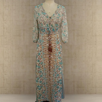 Vintage Womens Bohemian Floral Printed Dress Split Long Maxi DressLoose Beach Sundress - Intl July 2018 - 3 Vintage Womens Bohemian Floral Printed Dress Split Long Maxi DressLoose Beach Sundress - intl - 3