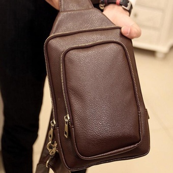 Waterproof Crossbody Bags Shoulder Bags For Men PU Leather Chest Sling Pack One Single Shoulder Man Casual Travel Messenger Bag ( Coffee )17x3x24cm - Intl June 2018 - 3 Waterproof Crossbody Bags Shoulder Bags for Men PU Leather Chest Sling Pack One Single Shoulder Man Casual Travel Messenger Bag ( Coffee )17x3x24cm - intl - 3