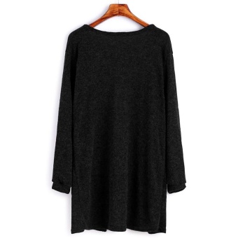 Woman Sweater Pocket Knit Cardigan Jacket-Black - Intl June 2018 - 4 Woman Sweater Pocket Knit Cardigan Jacket-Black - intl - 4