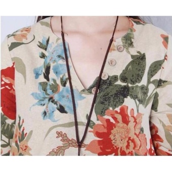 Women Bohemian Printed V-neck Beach Waist Chiffon Dress High WaistLong Sleeve Strap Vestidos - Intl June 2018 - 3 Women Bohemian Printed V-neck Beach Waist Chiffon Dress High WaistLong Sleeve Strap Vestidos - intl - 3