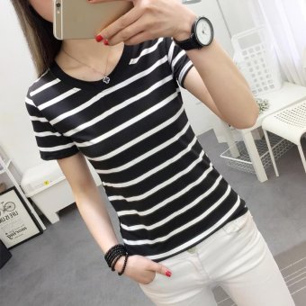 Women Casual Short Sleeve Striped T-shirt - Intl July 2018 - 4 Women casual short sleeve striped t-shirt - intl - 4