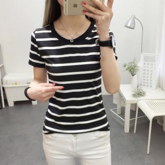 Women Casual Short Sleeve Striped T-shirt - Intl July 2018 - 3 Women casual short sleeve striped t-shirt - intl - 3