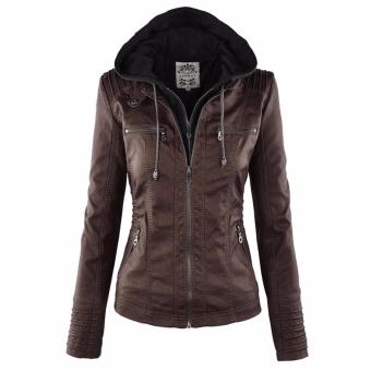 Women Fashion Winter Slim Zipper Leather Jacket - Intl June 2018 - 2 Women Fashion Winter Slim Zipper Leather Jacket - intl - 2