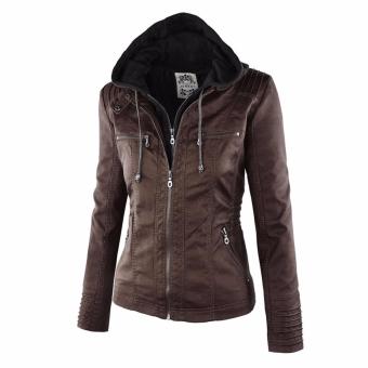 Women Fashion Winter Slim Zipper Leather Jacket - Intl June 2018 - 3 Women Fashion Winter Slim Zipper Leather Jacket - intl - 3