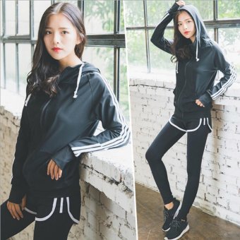 Women Fitness Yoga Set Jacket & Bra & Pants Sport Set GymClothes Sport Wear Training Suit Running Outdoor - Intl June 2018 - 4 Women Fitness Yoga Set jacket & Bra & pants Sport Set GymClothes Sport wear Training Suit Running Outdoor - intl - 4