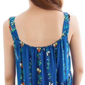 Women Girls Summer Sleeveless Floral Cotton Sleep Dress Bath HomeNight Wear Housedress Nightwear-Blue June 2018 - 2 Women Girls Summer Sleeveless Floral Cotton Sleep Dress Bath HomeNight Wear Housedress Nightwear-Blue - 2