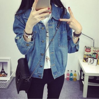 Women Jacket And Coats Denim Jackets Loose Chaquetas Mujer BatSleeve Dames -Blue - Intl May 2018 - 2 Women Jacket And Coats Denim Jackets Loose Chaquetas Mujer BatSleeve Dames -Blue - Intl - 2