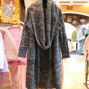 Women Long Cardigans Autumn Winter Thicken Coat Casual Knitted Oversized Sweaters Warm Outwear Scarf Collar DARK GRAY - Intl July 2018 - 2 Women Long Cardigans Autumn Winter Thicken Coat Casual Knitted Oversized Sweaters Warm Outwear Scarf Collar DARK GRAY - intl - 2
