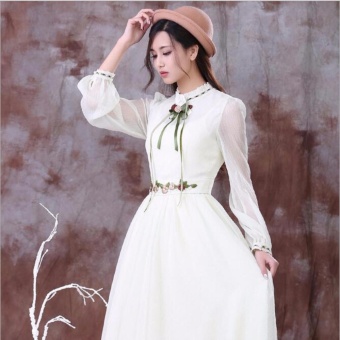 Women Long Sleeve Cotton Linen Casual Long Maxi Kaftan Hippie DressBall Gown (white) - Intl April 2018 - 4 Women Long Sleeve Cotton Linen Casual Long Maxi Kaftan Hippie DressBall Gown (white) - intl - 4