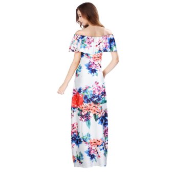 Women Off Shoulder Sleeveless Floral Printed Ruffles Dress Strapless Long Dress Multicolor - Intl June 2018 - 3 Women Off Shoulder Sleeveless Floral Printed Ruffles Dress Strapless Long Dress Multicolor - intl - 3