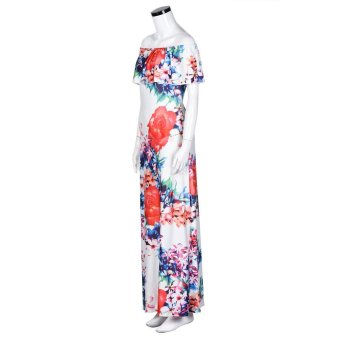 Women Off Shoulder Sleeveless Floral Printed Ruffles Dress Strapless Long Dress Multicolor - Intl June 2018 - 4 Women Off Shoulder Sleeveless Floral Printed Ruffles Dress Strapless Long Dress Multicolor - intl - 4