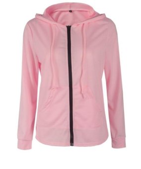 Women Sprint Autumn Jacket Long Sleeve Zipper Hoodies Pink - Intl June 2018 - 3 Women Sprint Autumn Jacket Long Sleeve Zipper Hoodies Pink - intl - 3
