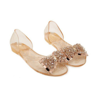 Women Summer Flat Sandals Jelly Sandals Open-toe Beach Sandals Gold June 2018 - 2 Women Summer Flat Sandals Jelly Sandals Open-toe Beach Sandals Gold - 2