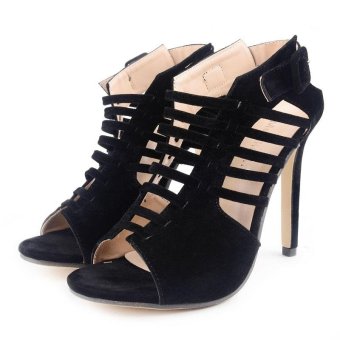 Women's High Heels Korean Sandals With Cut Out Black - Intl June 2018 - 5 Women's High Heels Korean Sandals with Cut Out Black - intl - 5
