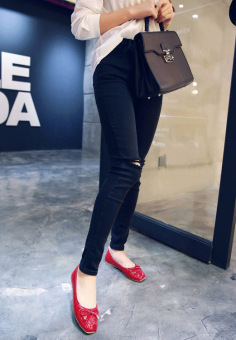 Women's Korean High Waist Hole Jeans Denim Pencil Pants (Black) June 2018 - 3 Women's Korean High Waist Hole Jeans Denim Pencil Pants (Black) - 3