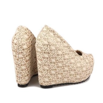 Women's Lady's Sexy Wedding Shoes Very High Heels Wedge Lace Elegant Platform Pumps European Color White - Intl June 2018 - 4 Women's Lady's Sexy Wedding Shoes Very High Heels Wedge Lace Elegant Platform Pumps European Color White - intl - 4
