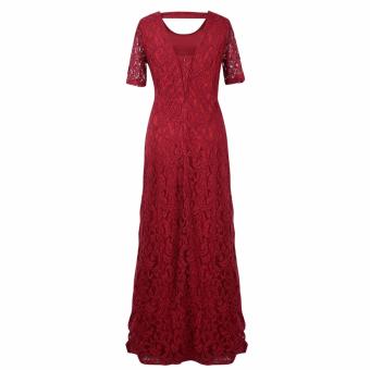 Women's Sexy Lace Long Dress Plus Size Wine Red - Intl June 2018 - 2 Women's Sexy Lace Long Dress Plus Size Wine Red - intl - 2