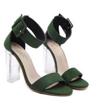 Women's Square Heel Sandals Japanese High Heels Green - Intl April 2018 - 5 Women's Square Heel Sandals Japanese High Heels Green - intl - 5
