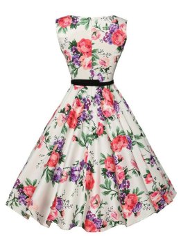 Women's Audrey Hepburn Floral Robe Retro Swing Casual VintageDresses (Pink) June 2018 - 3 Women's Audrey Hepburn Floral Robe Retro Swing Casual VintageDresses (Pink) - 3