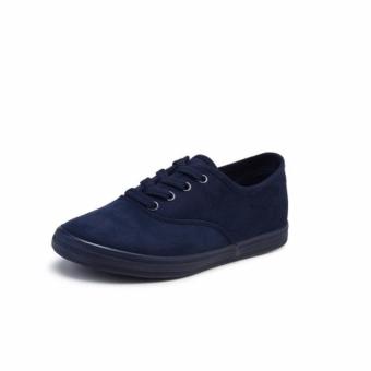 Women's Canvas And Rubber Sneakers With Lace - All Black June 2018 - 2 Women's Canvas and Rubber Sneakers with Lace - All Black - 2