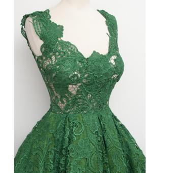Women's Fashion Hollow Out Sleeveless Lace Cocktail PartyDress(Green) - Intl June 2018 - 3 Women's Fashion Hollow Out Sleeveless Lace Cocktail PartyDress(Green) - intl - 3