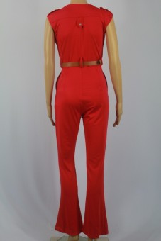 Womens Jumpsuit Sexy V-neck Wide Leg Slim Casual Overalls(Red) July 2018 - 5 Womens Jumpsuit Sexy V-neck Wide Leg Slim Casual Overalls(Red) - 5
