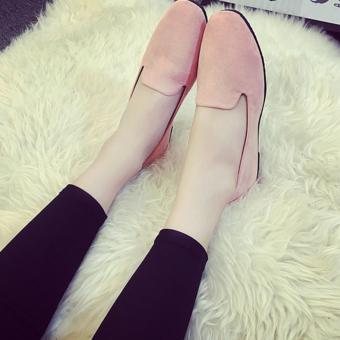 Wondergirls Shallow Mouth Round Flat With Frosted Velvet Surface Single Shoes Pink - Intl June 2018 - 4 Wondergirls Shallow mouth round flat with frosted velvet surface single shoes Pink - intl - 4