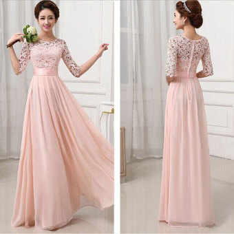 YBC Women Elegant Long Dress Long Sleeve Formal Evening Party Gown Pink June 2018 - 2 YBC Women Elegant Long Dress Long Sleeve Formal Evening Party Gown Pink - 2
