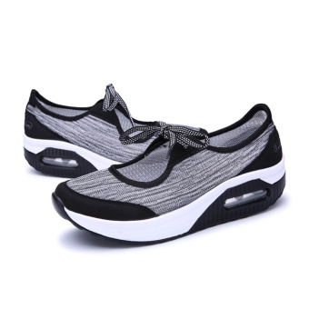 YIKOO Women Fahion Wedge Sneakers Sport Shoes(Black) - Intl June 2018 - 2 YIKOO Women Fahion Wedge Sneakers Sport Shoes(Black) - intl - 2