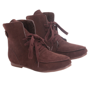 Yingwei Women Winter Cotton Flat Short Boots Brown July 2018 - 2 Yingwei Women Winter Cotton Flat Short Boots Brown - 2