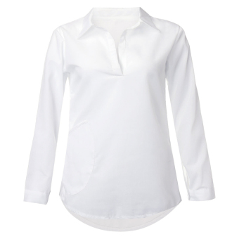 ZANZEA 2016 Summer Style Women Long Tops Sexy V Neck Pocket Solid Long Sleeve Casual Loose Mini Dress Vestidos Shirts White June 2018 - 4 ZANZEA 2016 Summer Style Women Long Tops Sexy V Neck Pocket Solid Long Sleeve Casual Loose Mini Dress Vestidos Shirts White - 4