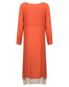 ZANZEA 2017 New Fashion Cotton Linen Vintage Dress Women Casual Loose O Neck Boho Long Maxi Dresses Plus Size Vestidos Orange June 2018 - 5 ZANZEA 2017 New Fashion Cotton Linen Vintage Dress Women Casual Loose O Neck Boho Long Maxi Dresses Plus Size Vestidos Orange - 5