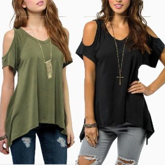 Zanzea Off Shoulder Short Sleeve Blouse (Black) July 2018 - 2 Zanzea Off Shoulder Short Sleeve Blouse (Black) - 2