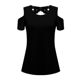 Zanzea Summer Sexy Women Hollow Off Shoulder Casual Short Sleeve Lace Splicing Crochet Blouse Tank Backless Split Tops Black June 2018 - 3 Zanzea Summer Sexy Women Hollow Off Shoulder Casual Short Sleeve Lace Splicing Crochet Blouse Tank Backless Split Tops Black - 3