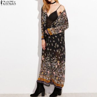ZANZEA Vintage Womens Long Sleeve Boho Floral Printed Chiffon Kimono V-Neck Summer Beach Maxi Long Jacket Cardigan Tops - Intl June 2018 - 4 ZANZEA Vintage Womens Long Sleeve Boho Floral Printed Chiffon Kimono V-Neck Summer Beach Maxi Long Jacket Cardigan Tops - intl - 4