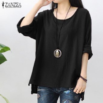 ZANZEA Women Round Neck Oversized T-Shirt Loose Blouse Pullover Tops Jumper Plus Size (Black) - Intl June 2018 - 2 ZANZEA Women Round Neck Oversized T-Shirt Loose Blouse Pullover Tops Jumper Plus Size (Black) - intl - 2