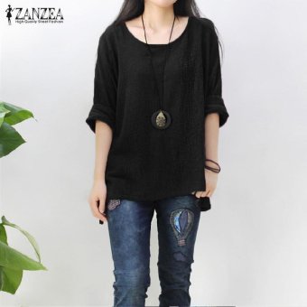 ZANZEA Women Round Neck Oversized T-Shirt Loose Blouse Pullover Tops Jumper Plus Size (Black) - Intl June 2018 - 4 ZANZEA Women Round Neck Oversized T-Shirt Loose Blouse Pullover Tops Jumper Plus Size (Black) - intl - 4