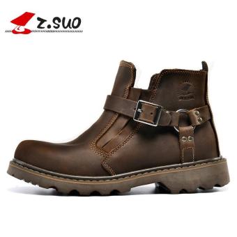 Z.SUO Men's Fashion Straps Biker Boots Cowhide Leather Shoes (DarkBrown) - Intl May 2018 - 3 Z.SUO Men's Fashion Straps Biker Boots Cowhide Leather Shoes (DarkBrown) - intl - 3