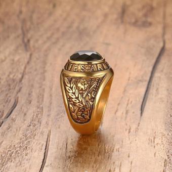 18K Gold Black Zircon Stone Stainless Steel USA Army Ring Mens Jewelry Size 8-12 - Intl June 2018 - 5 18K Gold Black Zircon Stone Stainless Steel USA Army Ring Mens Jewelry Size 8-12 - intl - 5