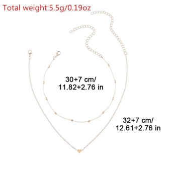 2017 Fashion Heart Love Double Layer Choker Necklace Gold Silver Beads Chain Women's Charming Jewelry Gift Gold - Intl July 2018 - 3 2017 Fashion Heart Love Double Layer Choker Necklace Gold Silver Beads Chain Women's Charming Jewelry Gift Gold - intl - 3