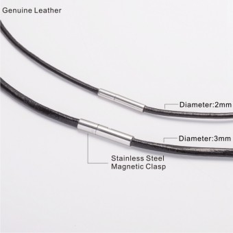 3MM Stainless Steel Magnetic Clasp Black Leather Cord Rope Chain Necklace For Men & Women 60cm Long - Intl June 2018 - 3 3MM Stainless Steel Magnetic Clasp Black Leather Cord Rope Chain Necklace For Men & Women 60cm Long - Intl - 3