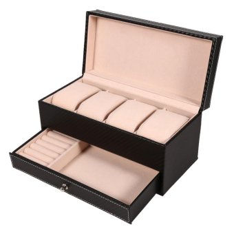 4 Slot Leather Watch Storage Box Case Jewelry Organizer Container(Black) - Intl June 2018 - 4 4 Slot Leather Watch Storage Box Case Jewelry Organizer Container(Black) - intl - 4