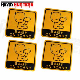4x BABY ON BOARD Caution Car Sticker (Yellow) June 2018 - 3 4x BABY ON BOARD Caution Car Sticker (Yellow) - 3